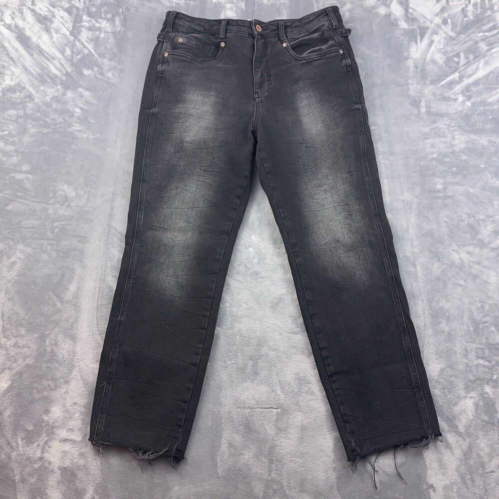 Pilcro and the Letterpress Jeans Womens Size 30 Black Raw Hem Faded Cinch Back